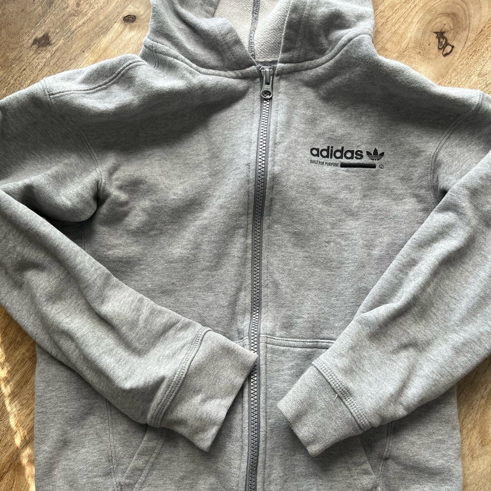 Adidas Kids Full-Zip Gray Hoodie 11-12 youth